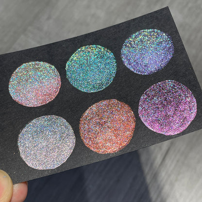 Vol.1 Goddess Button Set Handmade Super Shift Aurora Shimmer Holographic Watercolor Paints by iuilewatercolors