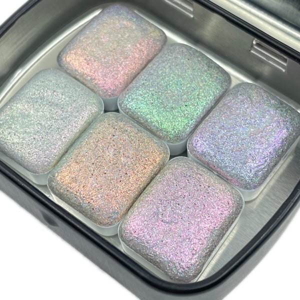 Quarter Starry Series Handmade Glittery Hologram shimmer watercolor Paint  by iuilewatercolors