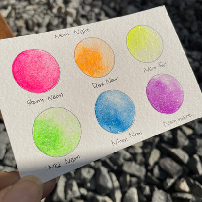 Neon Night Dot Card Handmade Chrome Super Color Shift Shimmer Watercolor Paints by iuilewatercolors