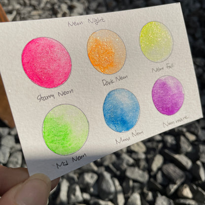 Half Neon night set Handmade Shimmer Metallic Chameleon Colorshift Watercolor Paint Half By iuilewatercolors