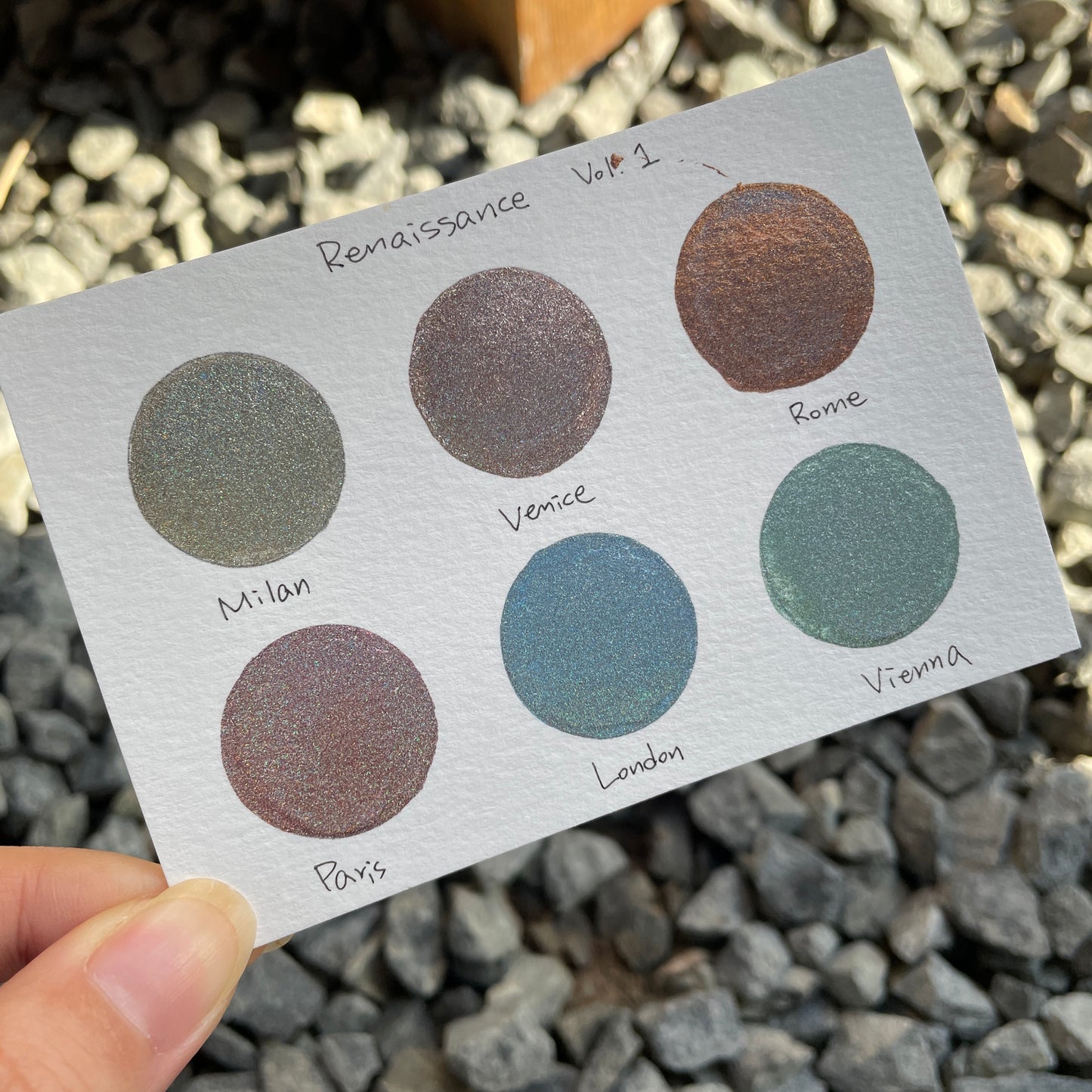 Renaissance Dot Card Tester Sampler Watercolor Shimmer Glittery Paints