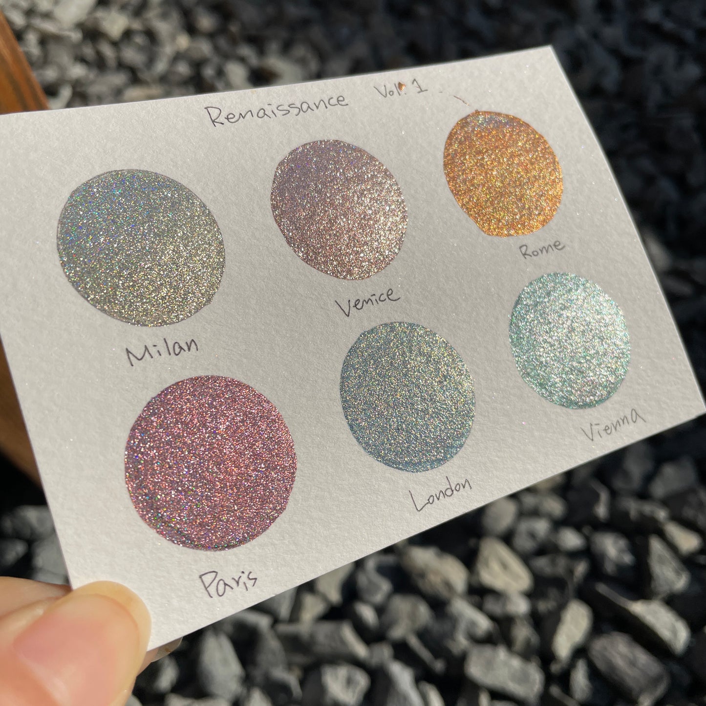 Renaissance Dot Card Tester Sampler Watercolor Shimmer Glittery Paints