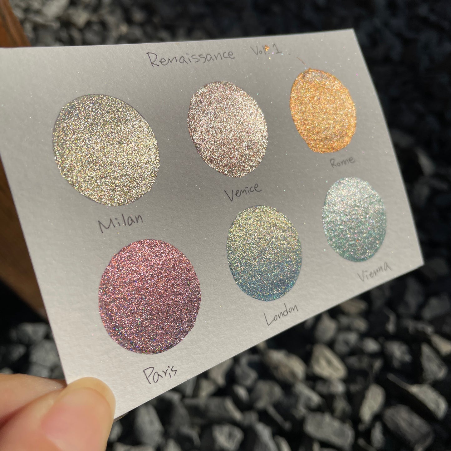 Renaissance Dot Card Tester Sampler Watercolor Shimmer Glittery Paints