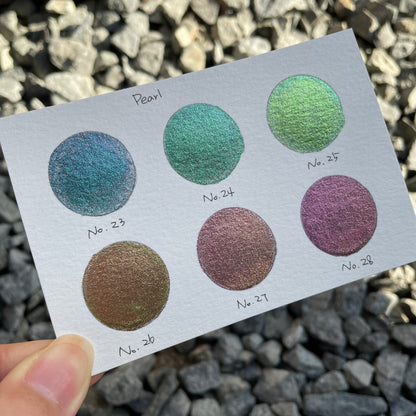 Button Pearl set handmade rainbow color shift watercolor paint