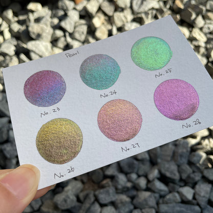 Button Pearl set handmade rainbow color shift watercolor paint