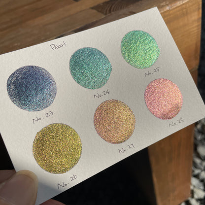 Button Pearl set handmade rainbow color shift watercolor paint