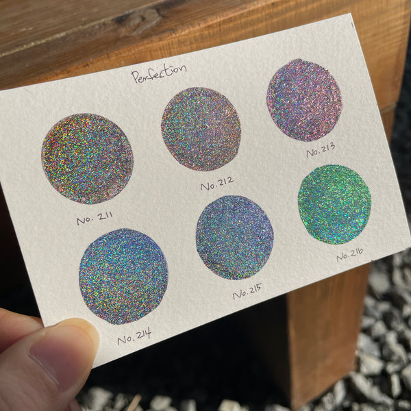 Button Night Series set Handmade Glittery Hologram shimmer watercolor Paint  by iuilewatercolors