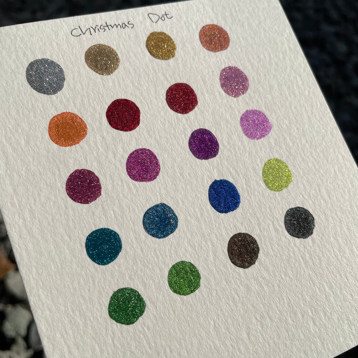 Christmas Dot Card Tester Sampler Watercolor Shimmer Glittery Paints