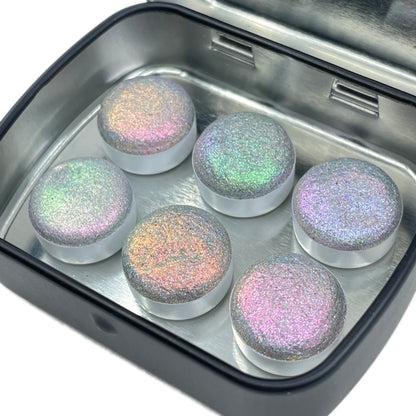 Vol.1 Goddess Button Set Handmade Super Shift Aurora Shimmer Holographic Watercolor Paints by iuilewatercolors