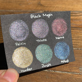 Black Magic Half Pan Handmade Color Shift Shimmer Watercolor Paints by iuilewatercolors