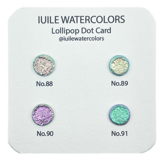 4 Lollipop Dot Card Tester Sampler Shimmer iridescent Multi Chrome Color Shift Watercolor Paints
