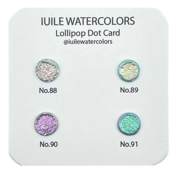 4 Lollipop Dot Card Tester Sampler Watercolor Shimmer Glittery Paints