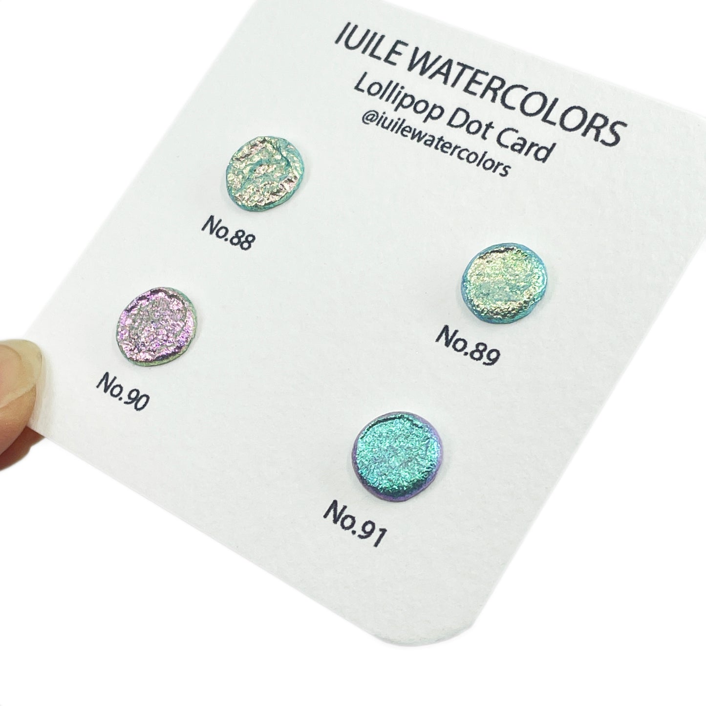 4 Lollipop Dot Card Tester Sampler Shimmer iridescent Multi Chrome Color Shift Watercolor Paints