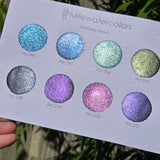Button Darkness Set Color Shift Handmade Watercolor Shimmer Paints by iuilewatercolors