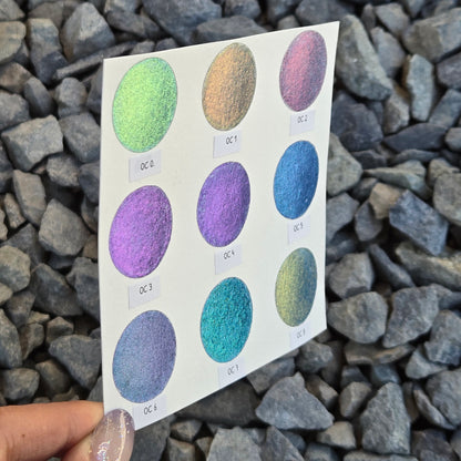Oceans8 Quarter Pan Handmade Color Shift Aurora Shimmer Metallic Chameleon Watercolor Paints by iuilewatercolors