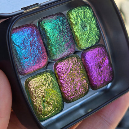 Pearl CS Half set (23 to 28)Handmade color shift watercolor paints half pans