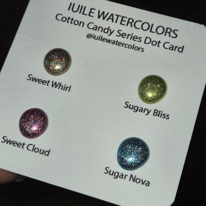 Cotton Candy Dot Card Tester Handmade Chrome Shimmer Holographic Watercolor Paints by iuilewatercolors
