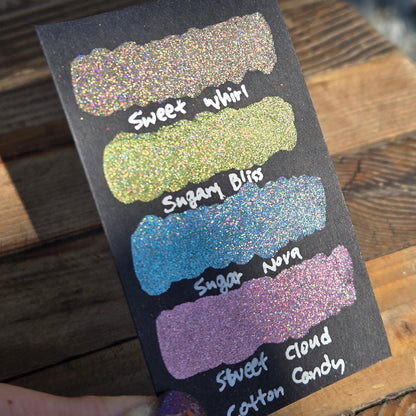 Sweet Cloud Half Pan Cotton Candy Handmade Chrome Shimmer Holographic Watercolor Paints by iuilewatercolors