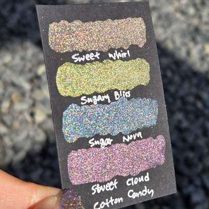 Cotton Candy Dot Card Tester Handmade Chrome Shimmer Holographic Watercolor Paints by iuilewatercolors