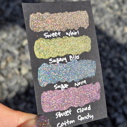 Sugary Bliss Half Pan Cotton Candy Handmade Chrome Shimmer Holographic Watercolor Paints by iuilewatercolors