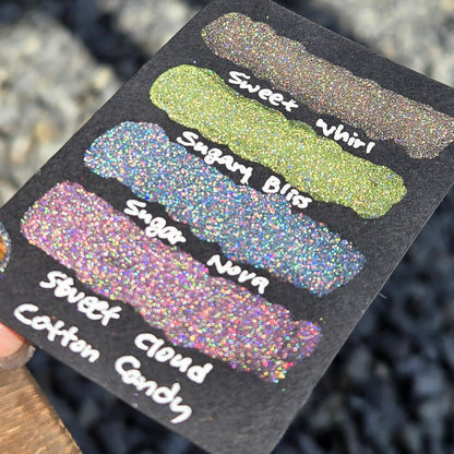 Cotton Candy Dot Card Tester Handmade Chrome Shimmer Holographic Watercolor Paints by iuilewatercolors