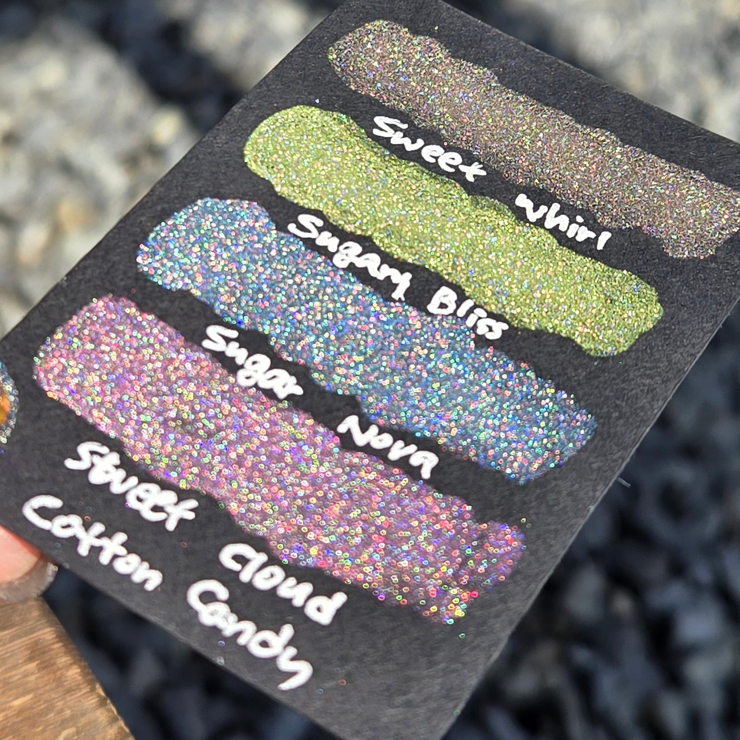Sweet Whirl Half Pan Cotton Candy Handmade Chrome Shimmer Holographic Watercolor Paints by iuilewatercolors