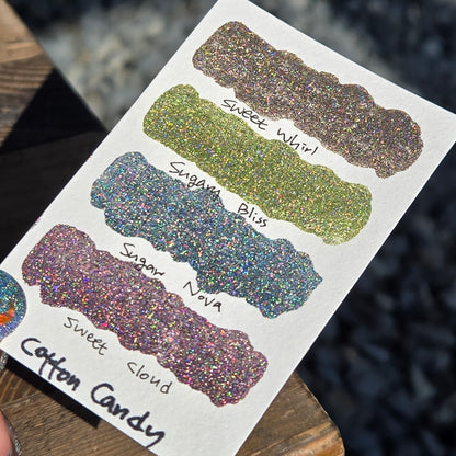 Cotton Candy Dot Card Tester Handmade Chrome Shimmer Holographic Watercolor Paints by iuilewatercolors