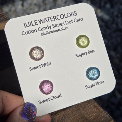 Cotton Candy Dot Card Tester Handmade Chrome Shimmer Holographic Watercolor Paints by iuilewatercolors