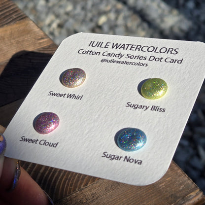 Cotton Candy Dot Card Tester Handmade Chrome Shimmer Holographic Watercolor Paints by iuilewatercolors