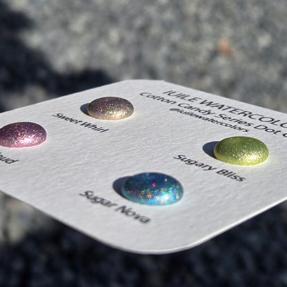 Cotton Candy Dot Card Tester Handmade Chrome Shimmer Holographic Watercolor Paints by iuilewatercolors