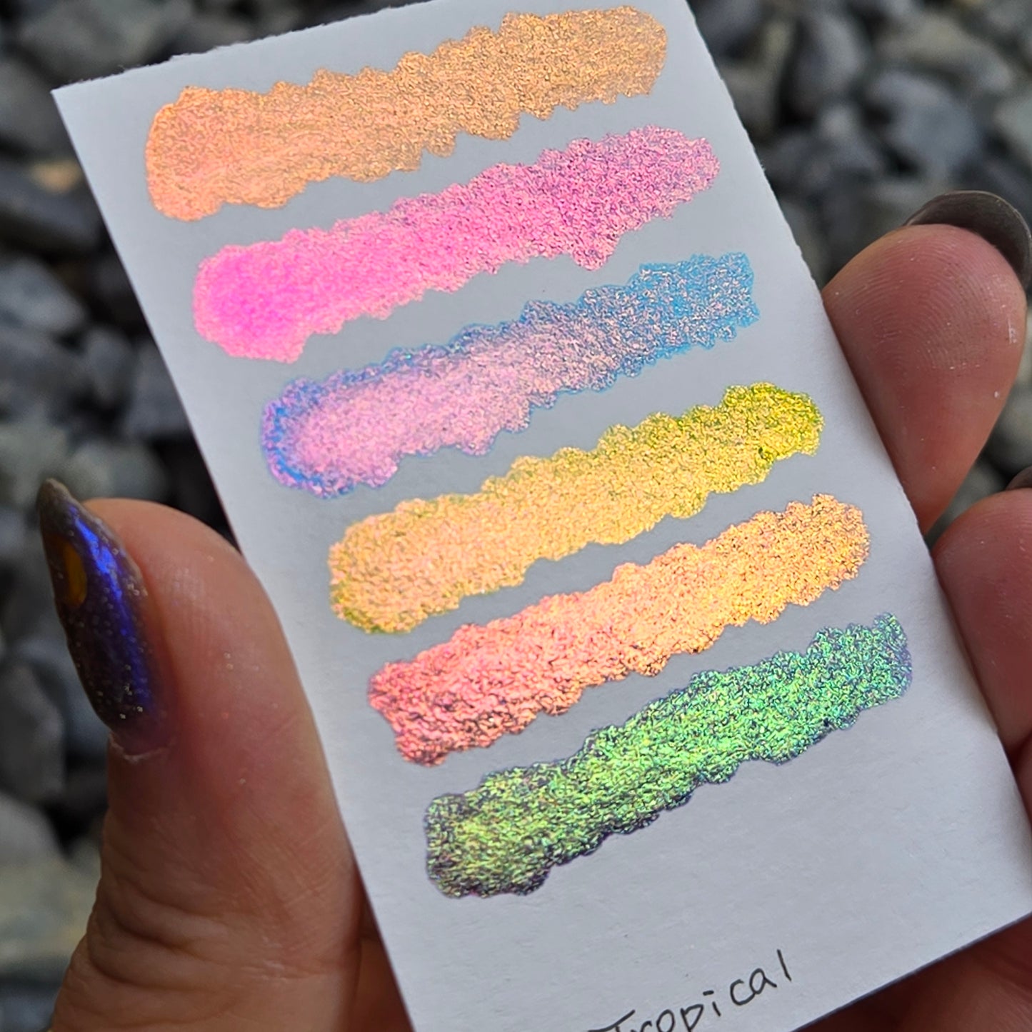 Half Tropical Set Handmade Super Color Shift Aurora Shimmer Chrome Shine Finish Watercolor Paint