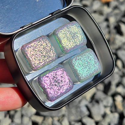 last chance! Half LoL set for Handmade paints quarter pans Sampler Shimmer iridescent Multi Chrome Color Shift Watercolor Paints