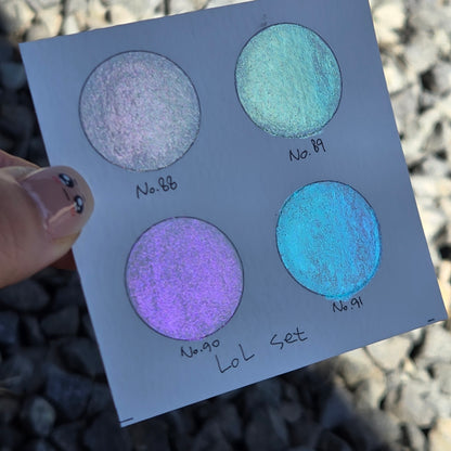 last chance! Half LoL set for Handmade paints quarter pans Sampler Shimmer iridescent Multi Chrome Color Shift Watercolor Paints