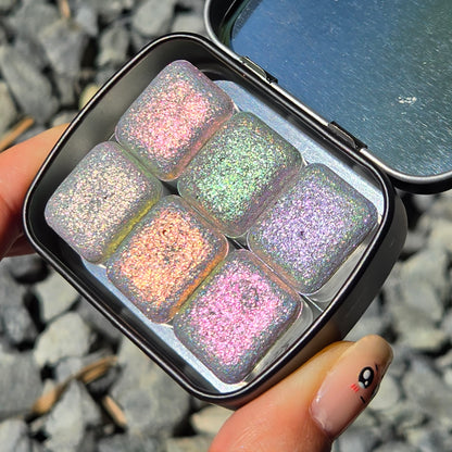 Vol.1 Goddess Half Set Handmade Super Shift Aurora Shimmer Holographic Watercolor Paints by iuilewatercolors