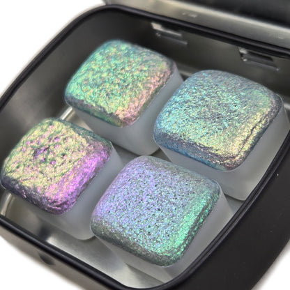 last chance! Half LoL set for Handmade paints quarter pans Sampler Shimmer iridescent Multi Chrome Color Shift Watercolor Paints