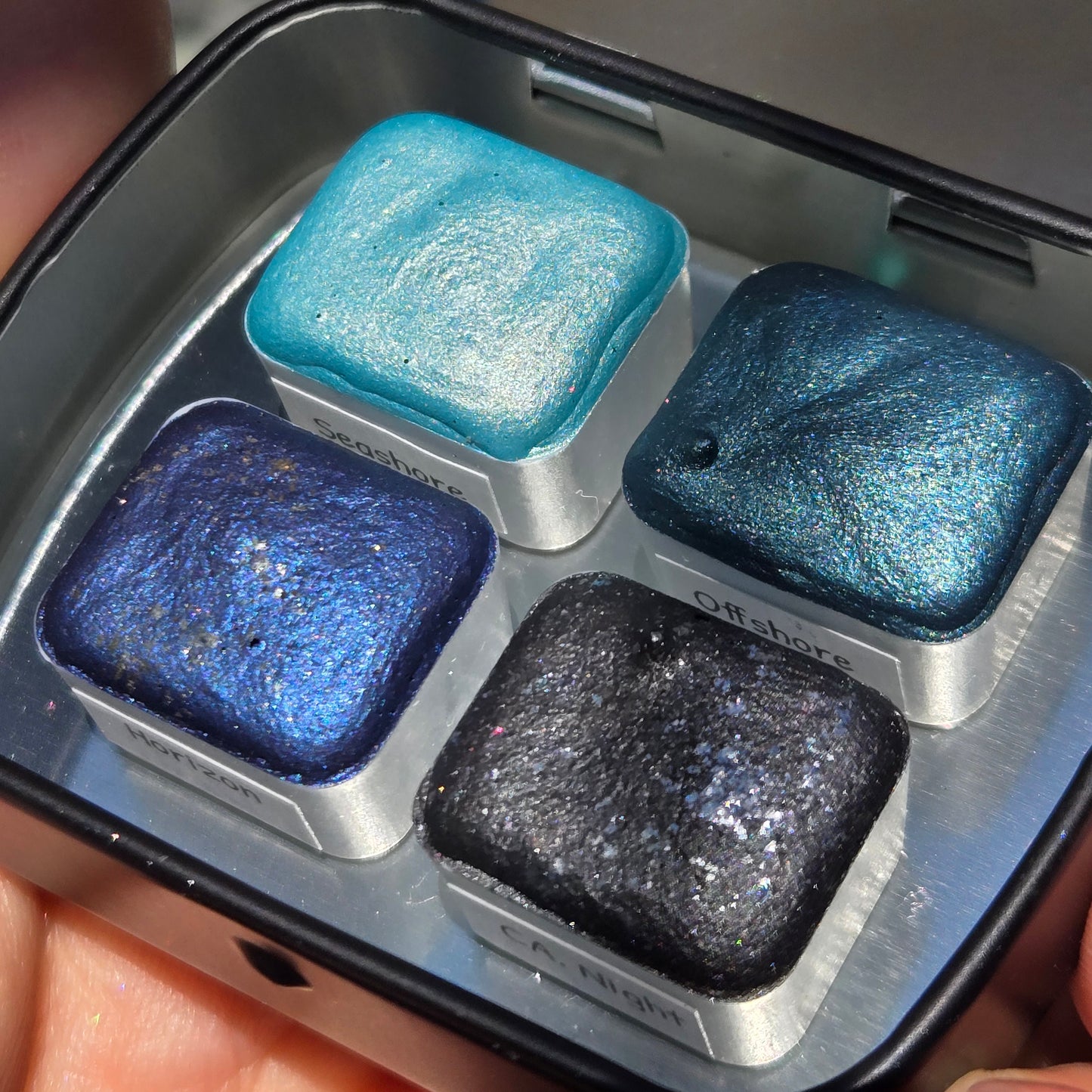 Under The Sea Half Pan Handmade Mica Shimmer Chrome Shine Watercolor Paints by iuilewatercolors