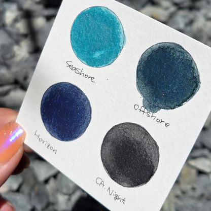 Under The Sea Half Pan Handmade Mica Shimmer Chrome Shine Watercolor Paints by iuilewatercolors