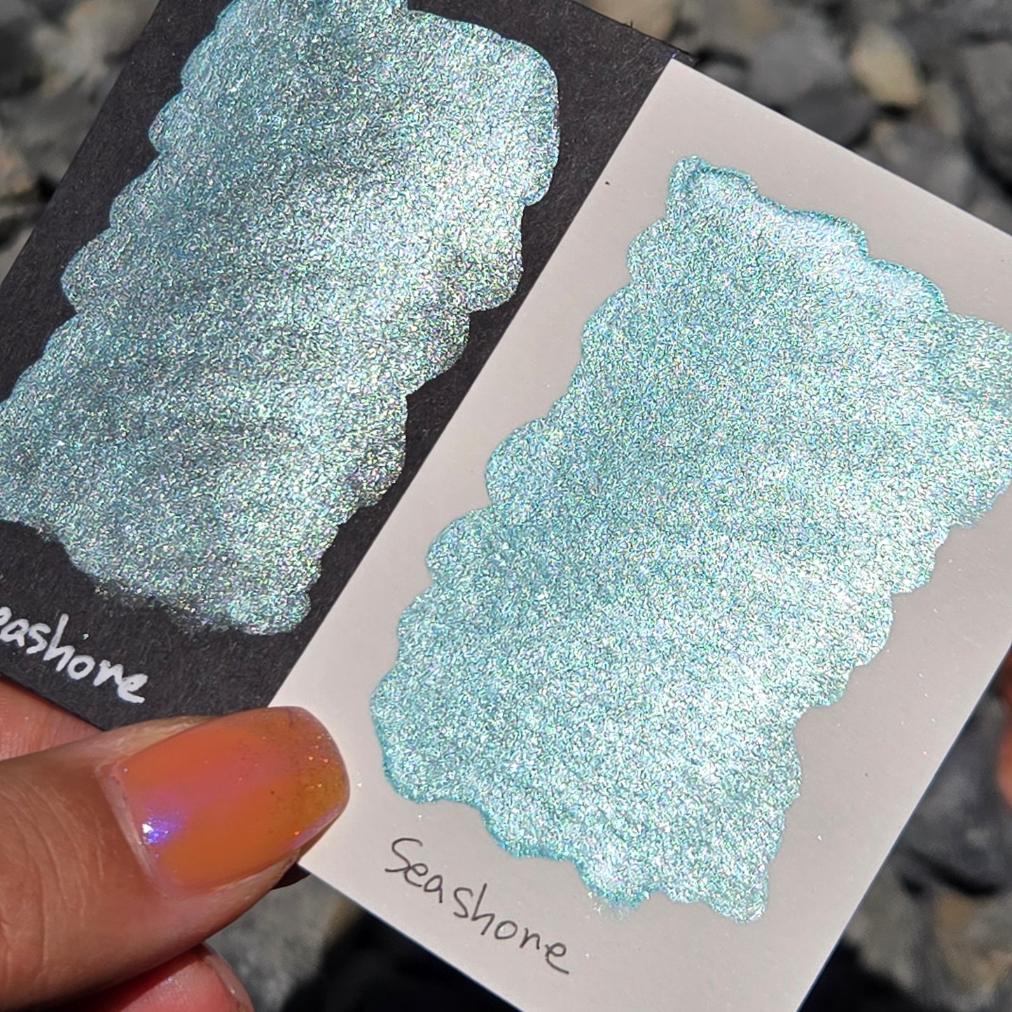 Seashore Half Pan Under the Sea Handmade Mica Shimmer Chrome Shine Watercolor Paints by iuilewatercolors