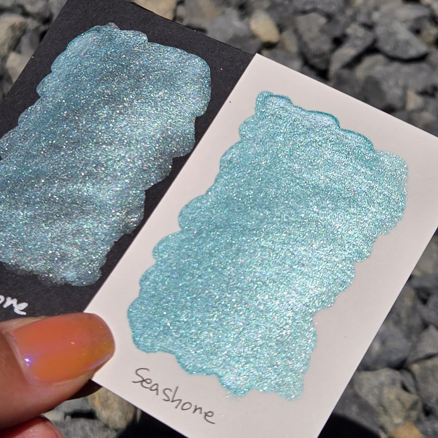 Seashore Half Pan Under the Sea Handmade Mica Shimmer Chrome Shine Watercolor Paints by iuilewatercolors