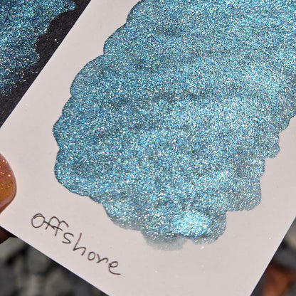 Offshore Half Pan Under the Sea Handmade Mica Shimmer Chrome Shine Watercolor Paints by iuilewatercolors