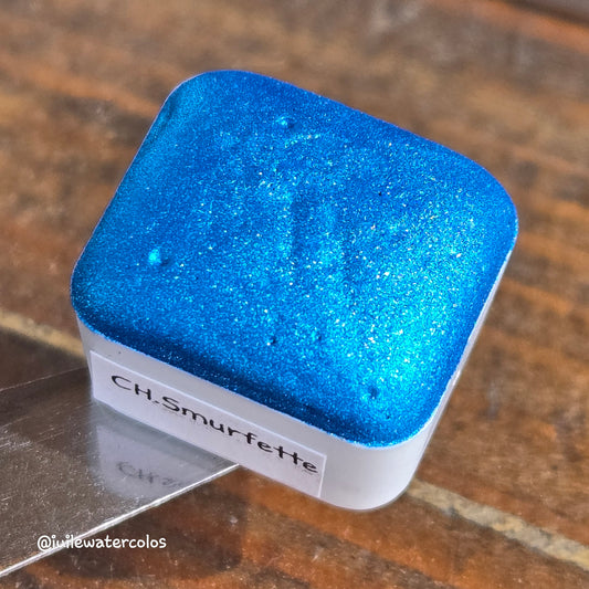 Smurfette Christmas Handmade Chrome Shimmer Watercolor Paints by iuilewatercolors