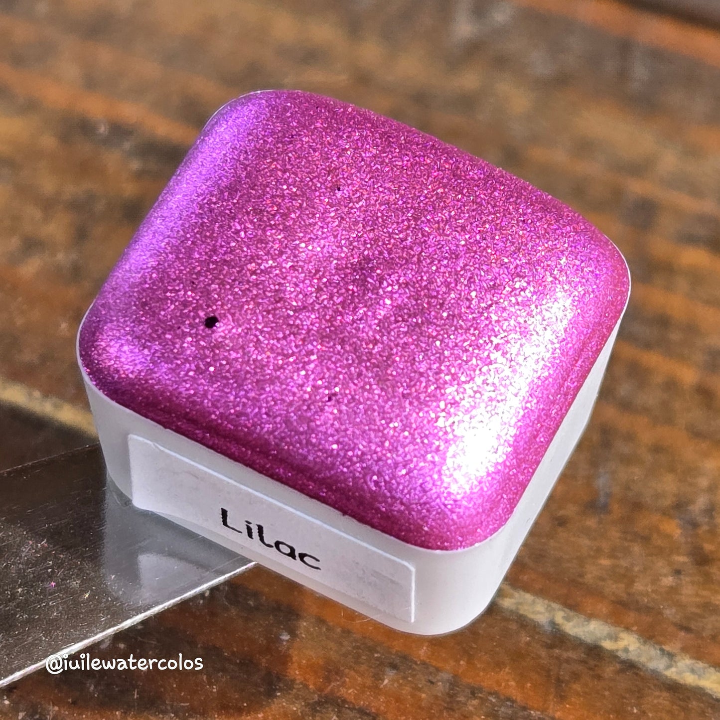 Lilac Christmas Chrome watercolor paint half pan