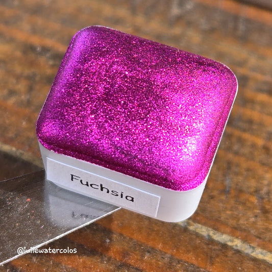 Fuchsia Christmas Chrome watercolor paint half pan