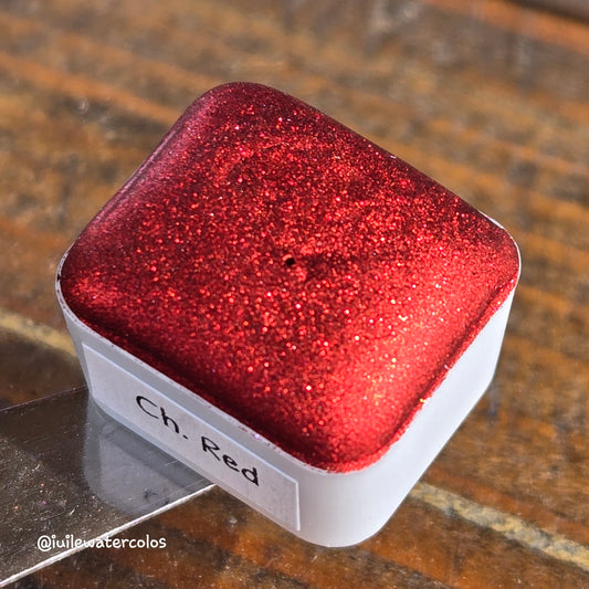 Red Christmas Chrome watercolor paint half pan