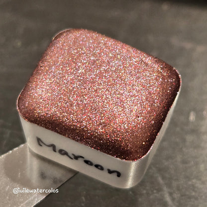 Maroon Half 2024 Christmas New Handmade Chrome Shimmer Watercolor Paints by iuilewatercolors