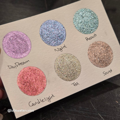 Holiday Gift 2024 Christmas Dot Card Handmade Chrome Shimmer Watercolor Paints by iuilewatercolors