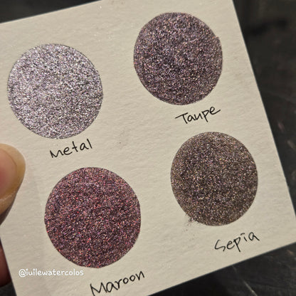 Chic Tinsel 2024 Christmas Dot Card Handmade Chrome Shimmer Watercolor Paints by iuilewatercolors