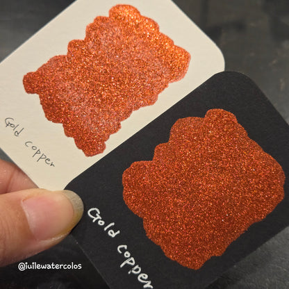Gold Copper Half 2024 Christmas New Handmade Chrome Shimmer Watercolor Paints by iuilewatercolors