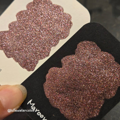 Maroon Half 2024 Christmas New Handmade Chrome Shimmer Watercolor Paints by iuilewatercolors