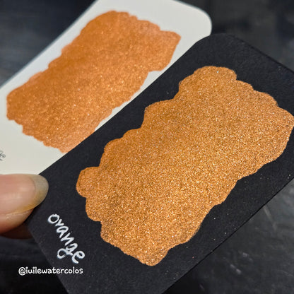 Orange Christmas Chrome watercolor paint half pan